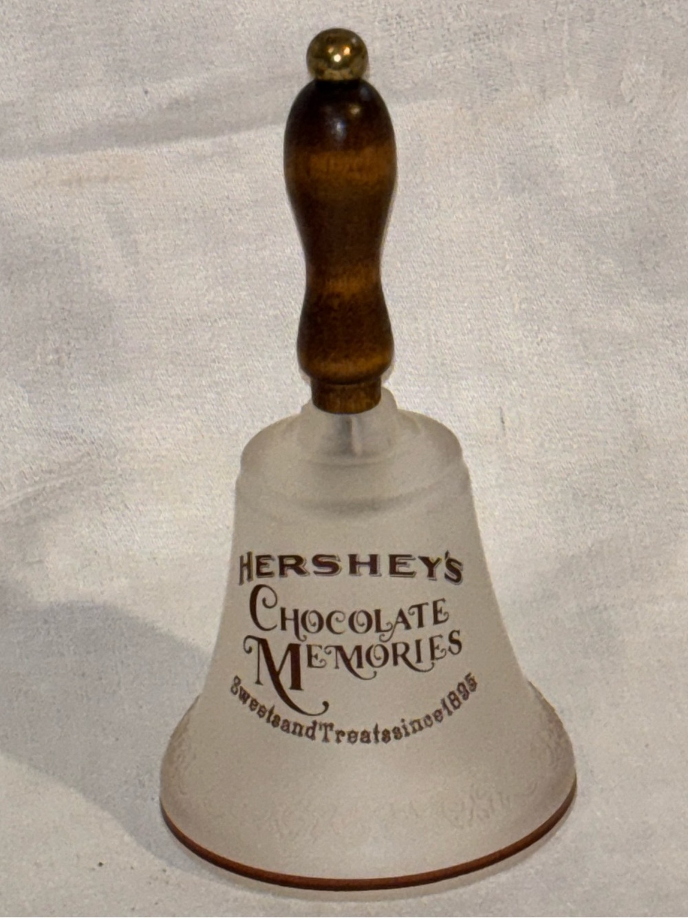 Hershey’s Chocolate Memories Glass Bell Wood Handle Sweets and Treats Since 1895